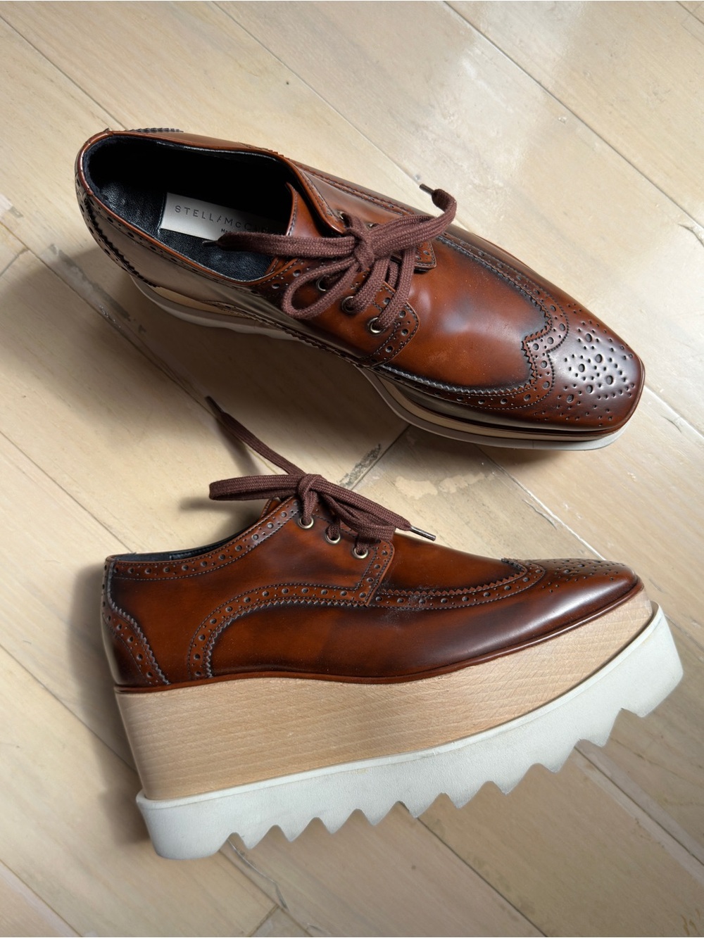 Stella McCartney Brogue Elyse Platform Shoes 36.5